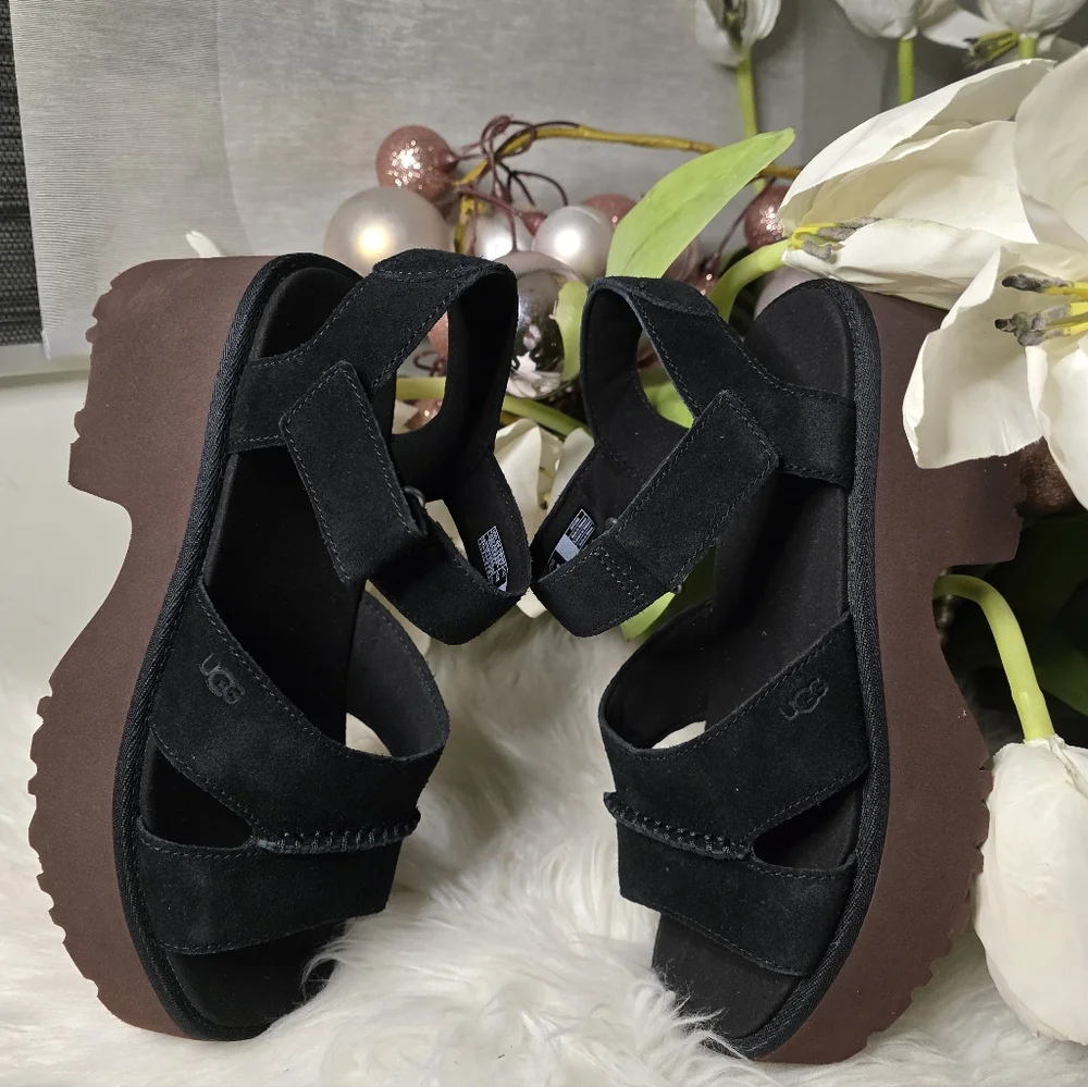 Ugg Heights Ankle Strap black Women's Shoes New
